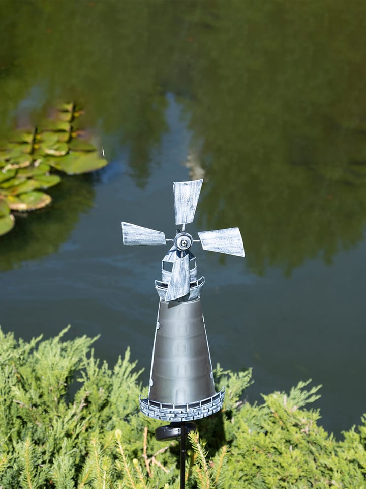 HGD Holz-Glas-Design Solar-Gartenstecker "Windmühle" in Silber - (B)17,5 x (H)93,5 x (T)7 cm - onesize