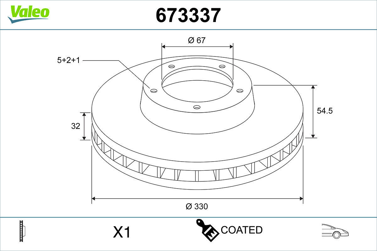 Valeo Bremsscheibe 673337 Vorderachse Belüftet 330mm 32mm Für Mercedes Brabus