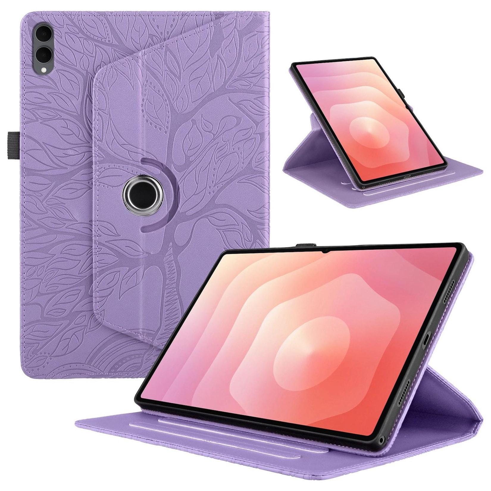 Für Samsung Galaxy Tab S11 Ultra 360 Grad Rotation Design Kunstleder Tasche Lila
