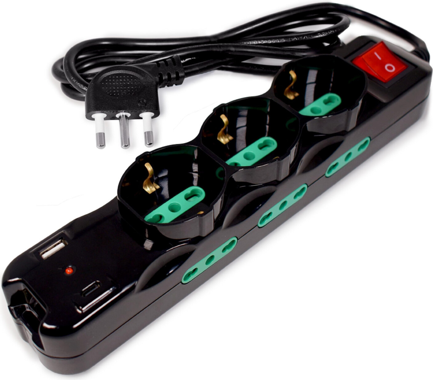 Tecnoware Power Systems Multipresa: 9 stopcontacten met USB-A/C snellaadfunctie, zwart