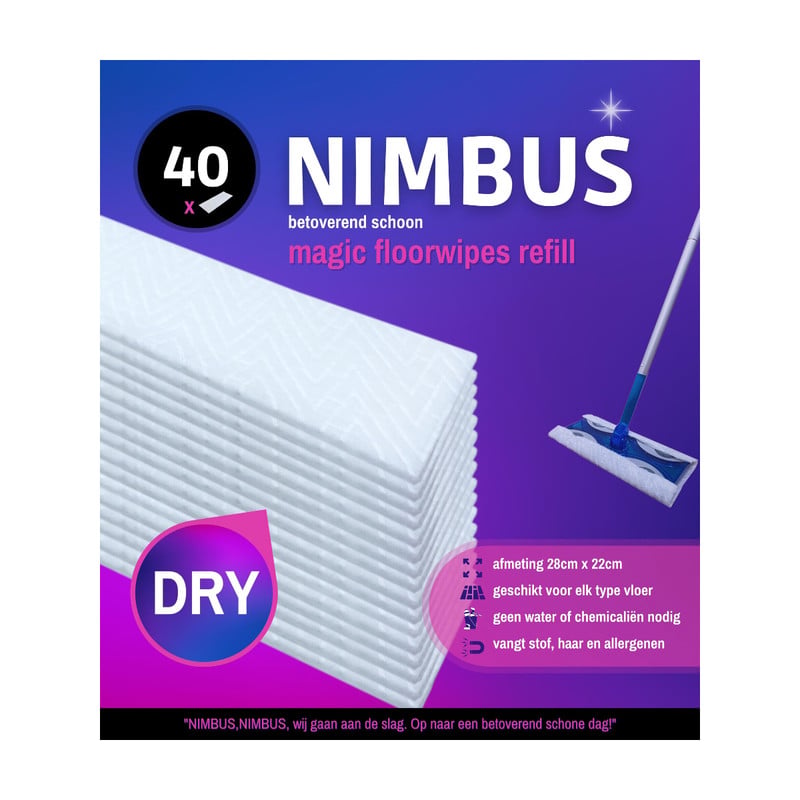 Nimbus Magic floorwipes refill 40x, 28 x 22 cm