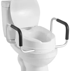VEVOR Toilettensitzerhöhung Toilettenerhöhung mit 136 kg Tragkraft & 101,6 mm Hubhöhe & Toilettendeckel, erhöhter Toilettensitz mit gepolsterten Griffen für ältere Menschen Senioren Schwangere