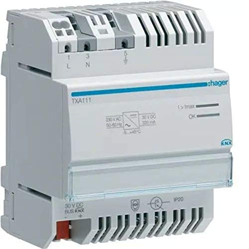 Hager KNX voeding TXA111 met 1 uitgang en 1 filter, 320 mA
