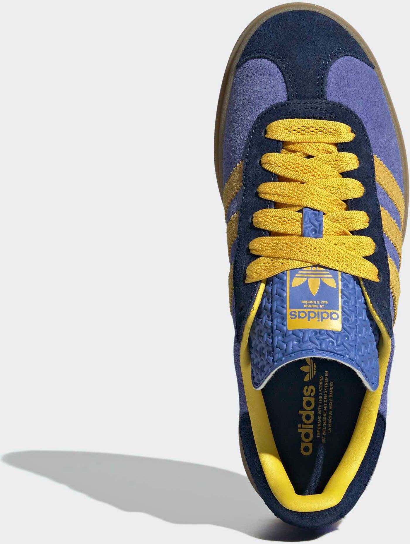 Sneaker ADIDAS ORIGINALS "GAZELLE BOLD", Damen, Gr. 42, bunt (night indigo, eqt gelb, real lila), Leder, Schuhe Sneaker