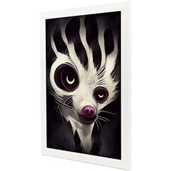 POSTER Set mit 4 Scheu Tier im T Burton Goth Stil A3 Weißer Rahmen
