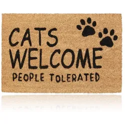 Relaxdays Kokos Fußmatte Cats Welcome Beige,Schwarz