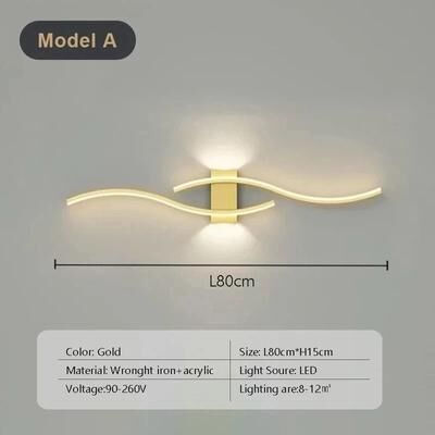 Uplifted Goods Modern Minimalist LED Wall Light Up And Down Indoor Lamp gold 80cm cool White Light