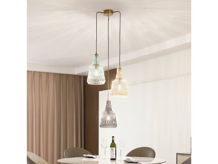Belarion 3 Cluster Suspension Multicouleur - Lindby - Salon / séjour - Vintage / rétro - Verre - Avec abat-jour