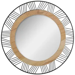 WellHome - Runder Wandspiegel, Holz und Metall, Durchmesser 45 cm