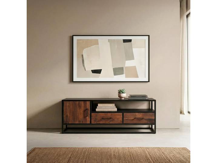 Petit meuble TV industriel en bois recyclé - Recycled