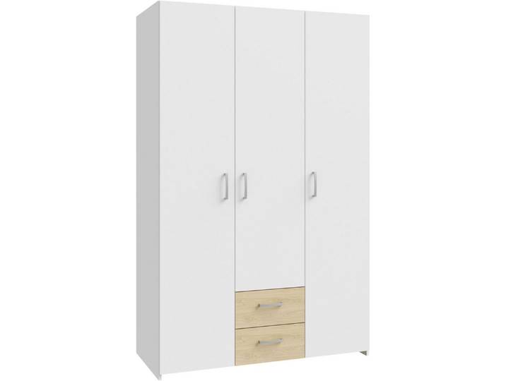 FORTE Kleiderschrank Econobox Drehtürenschrank, zeitloses Design mit alufarbigen Griffen.