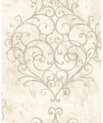 Seabrook Designs Christelle Scroll Ogee Unpasted Wallpaper