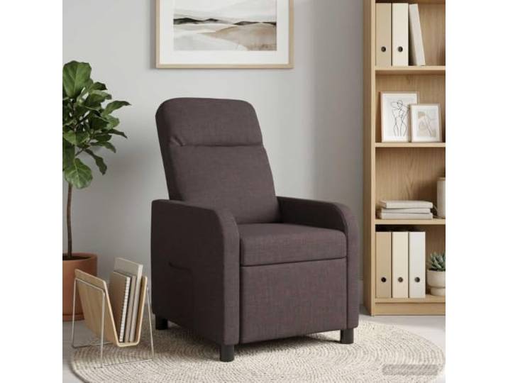 Relaxsessel Dunkelbraun Stoff Verstellbar 115°-160° Metall- und Holzrahmen,100% Polyester,flache Armlehnen,schmutzabweisend,minimalistisches Design