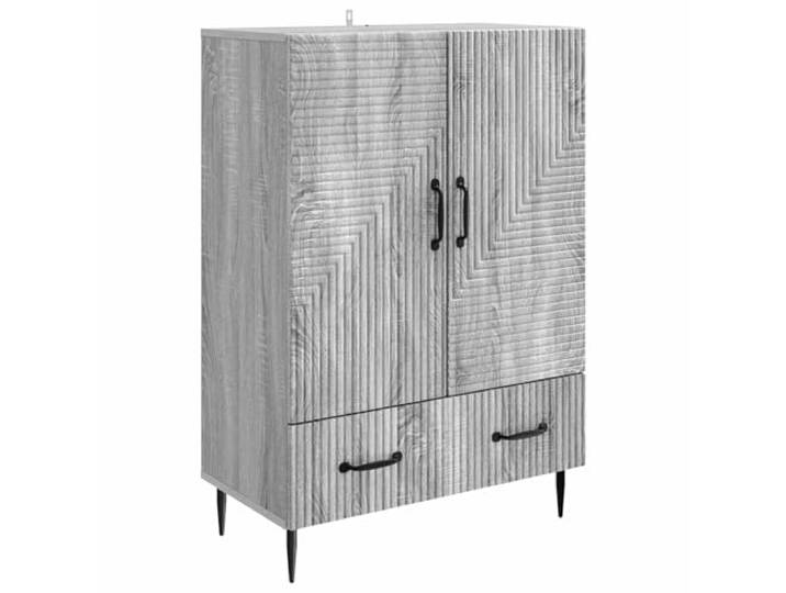 TEKGHUT Sideboard Graues Sonoma 66 x 34,5 x 95 cm Holzwerkstoff Rechteckige Form, konische Metallbeine, Stangengriffe, 90°-Pendeltüren, stabile Schubladen, Holzwerkstoff-Oberfläche,
