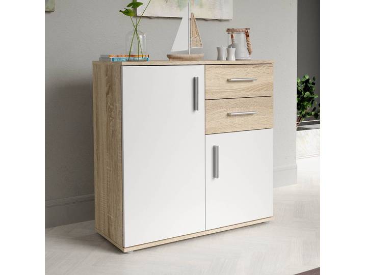 Kommode Kiltealy I 80 x 82 x 31cm Braun/Weiß