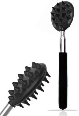 Inspired Living CactusReach Extendable Back Scratcher With Dual Spikes black