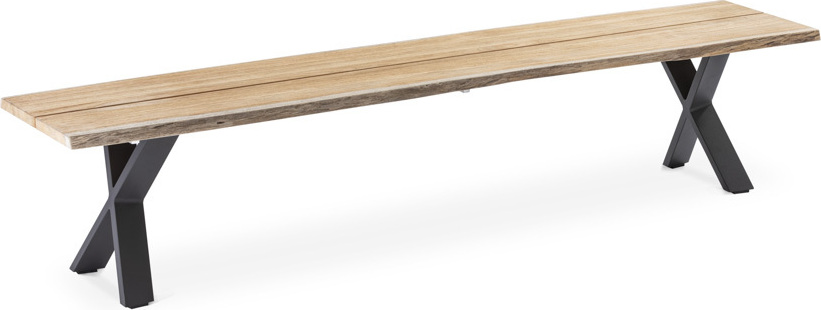 Niehoff Gartenbank Xenio aus Aluminium und Teakholz, Anthrazit, robust und transportierbar