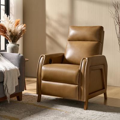 Art of Living Designs Elias Modern Genuine Leather Power Recliner with Adjustable Backrest&Footrest and Type-C&USB Ports