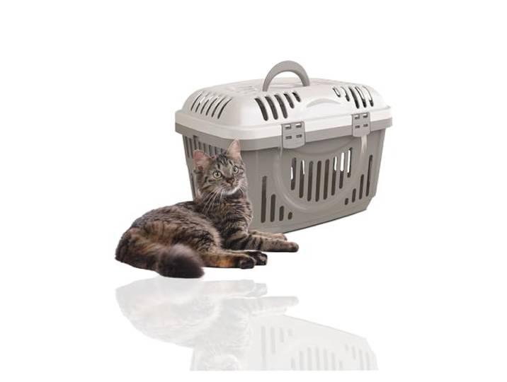 Rohrschneider Katzen Transportbox, mit Griff (Grau)