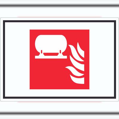 HB-Druck Fest eingebaute Feuerlösch-Einrichtung Symbol Aufkleber A4 (210x297mm)