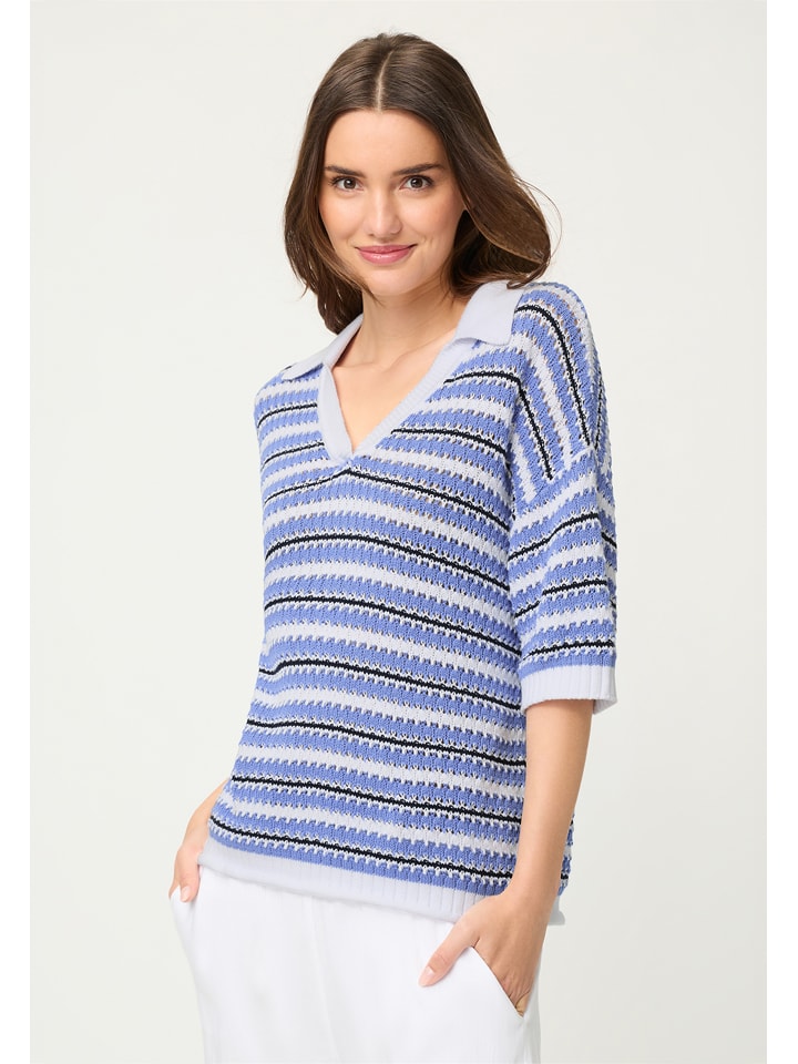 Olsen Pullover in Blau/ Creme - 42