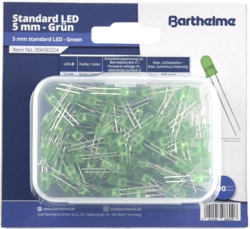 Barthelme LED-Sortiment Grün Rund 5mm 120 mcd 35° 20mA 2V