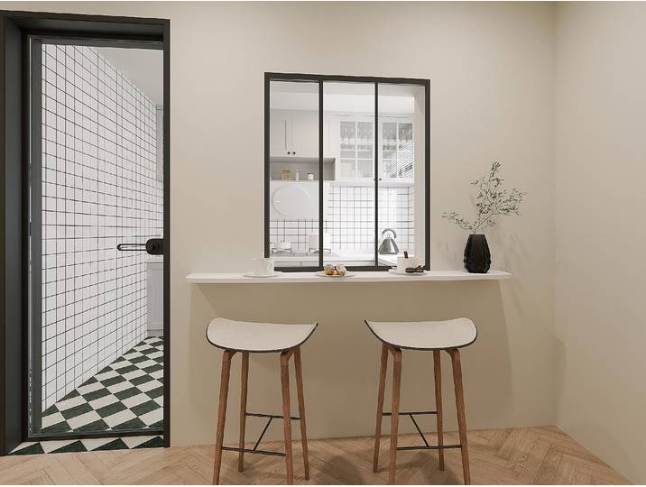 Schiebe-Innenfenster aus pulverbeschichtetem Aluminium Schwarz 90 x 105 cm (B x H) – RAVENA