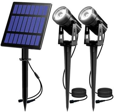 Uplift Picks Solar Powered Outdoor Spotlight With Separate Panel For Garden Landscape Lighting cold White (2 Pcs)