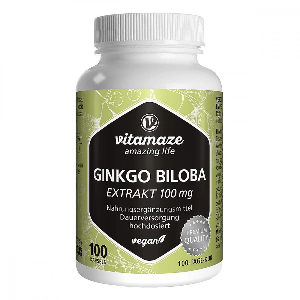 Vitamaze GmbH Ginkgo Biloba 100 mg hochdosiert vegan Kapseln 16018605