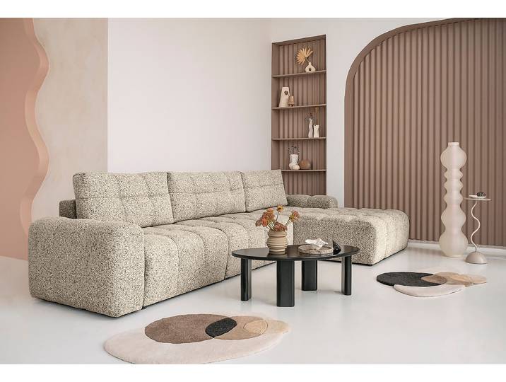 Ecksofa mit Schlaffunktion 364 cm Grau Strukturstoff Purna 364 x 94 x 184cm Ausrichtung rechts Modern