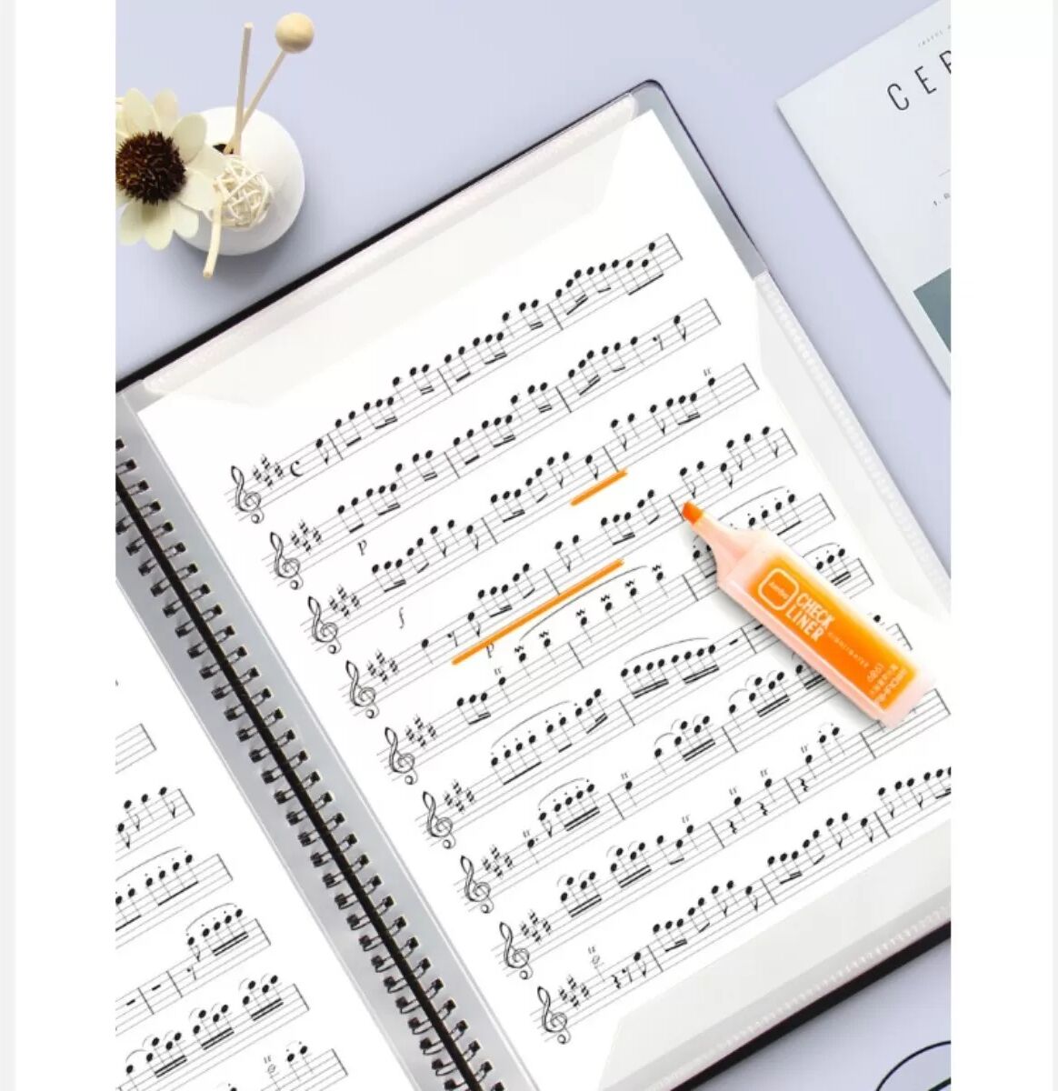 INF Pochette de partitions A4 - PET anti-reflet, 4 pages continues, capacité 40 pages