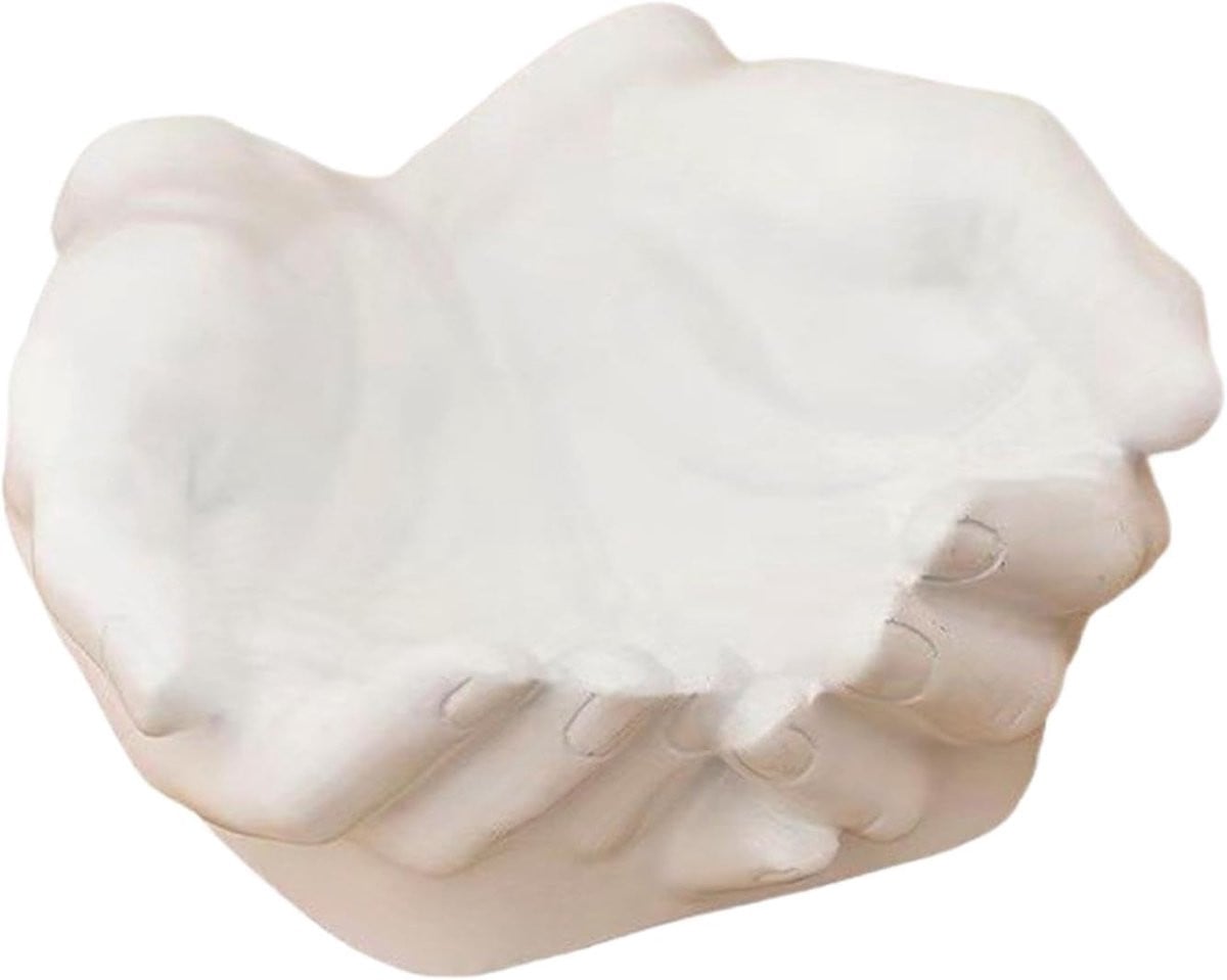 Wit Sleutelbakje Handvorm - Decoratieve Handen Schotel voor het Organiseren van Sleutels - 13 x 13 cm