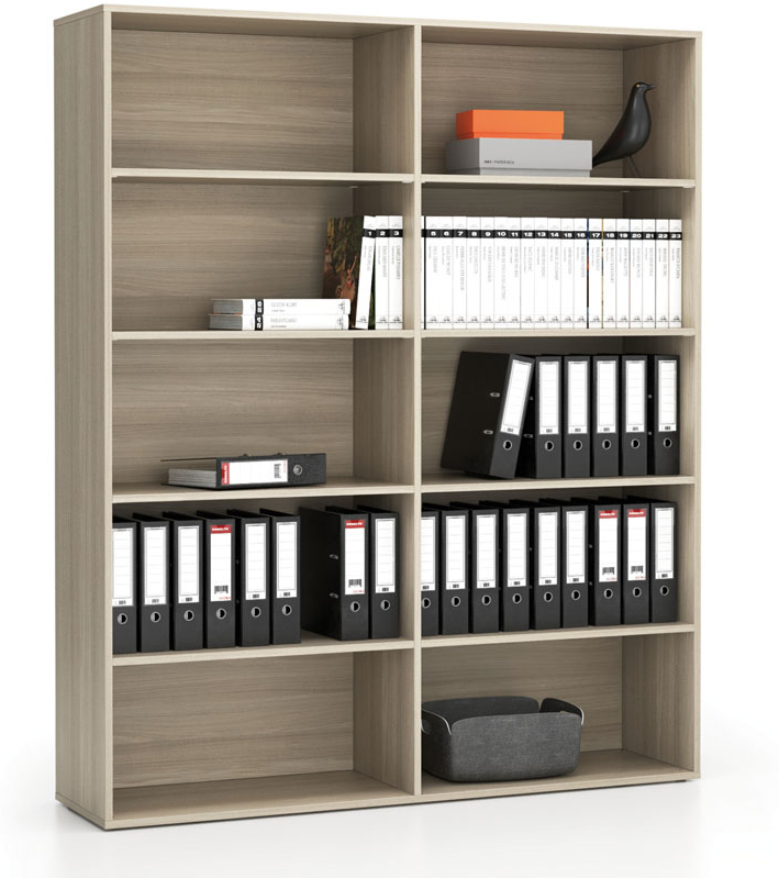 PLAN Hohes Büroregal LAYERS, 1582 x 400 x 1905, Eiche natur