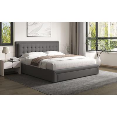 Polsterbett OTTO HOME "LESANDA, LED-Stauraumbett mit Lattenrost & Schubladen, Strukturstoff", grau (anthrazit), B:196cm L:212cm, Betten, Polsterbett, Liegefläche 140x200cm / 160x200cm / 180x200cm, Topseller