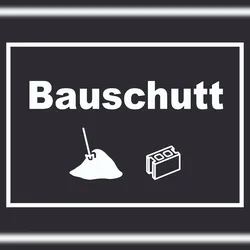 HB-Druck Bauschutt Mülltrennung Schild Text Symbol Ziegel Baustein waagerecht A0 Rückseite selbstklebend