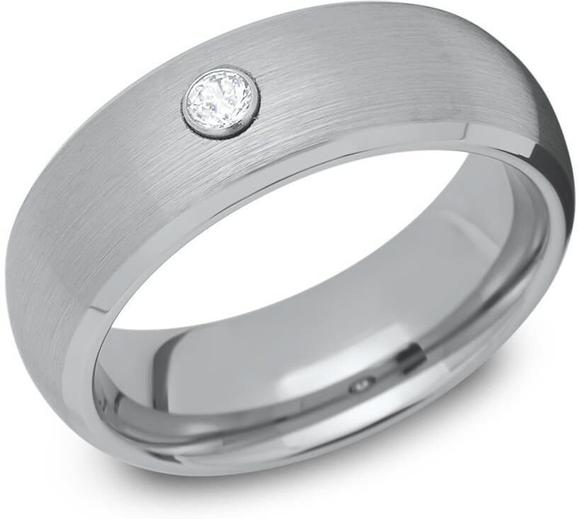 Unique Wolframring, Zirkonia, robust silber