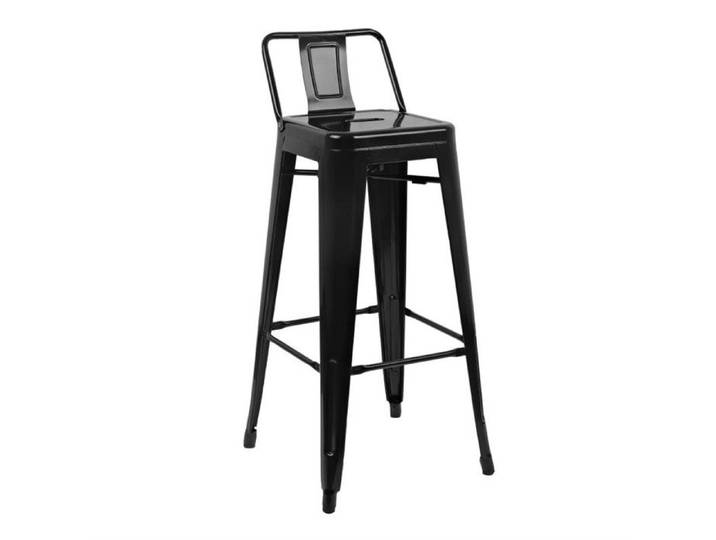 Tabourets Hauts en Acier Noir avec Dossier - Lot de 4 - Bolero Bistro