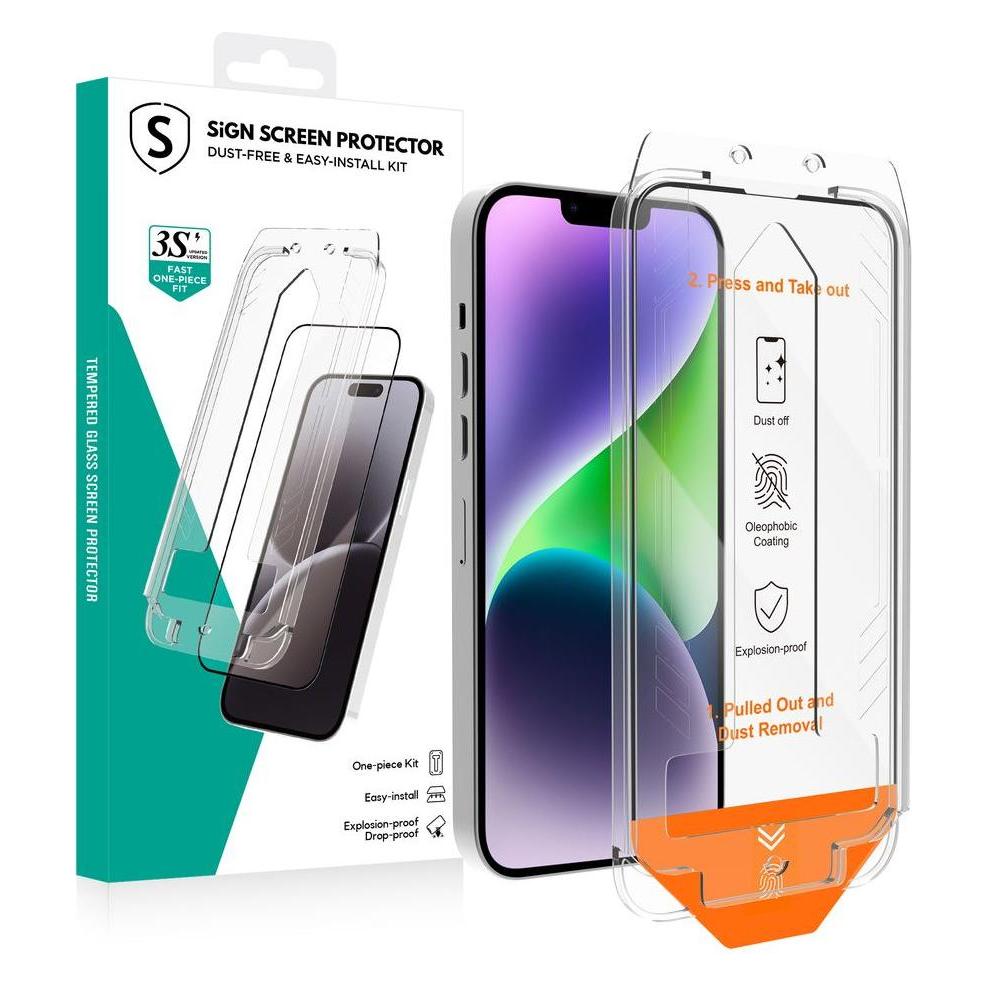 SIGN iPhone 14/13/13 Pro Full Coverage Screen Protector + Applicator (Apple iPhone 13, Apple iPhone 13 Pro, Apple iPhone 14) (SNTP-IP13-PRO)