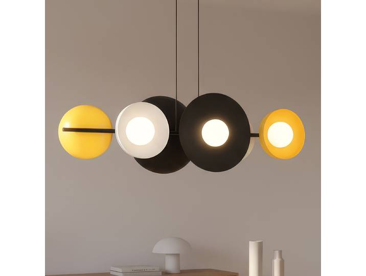 Suspension Volum 100 x 140 x 23cm Noir/Multicolore Verre opale, acier G9