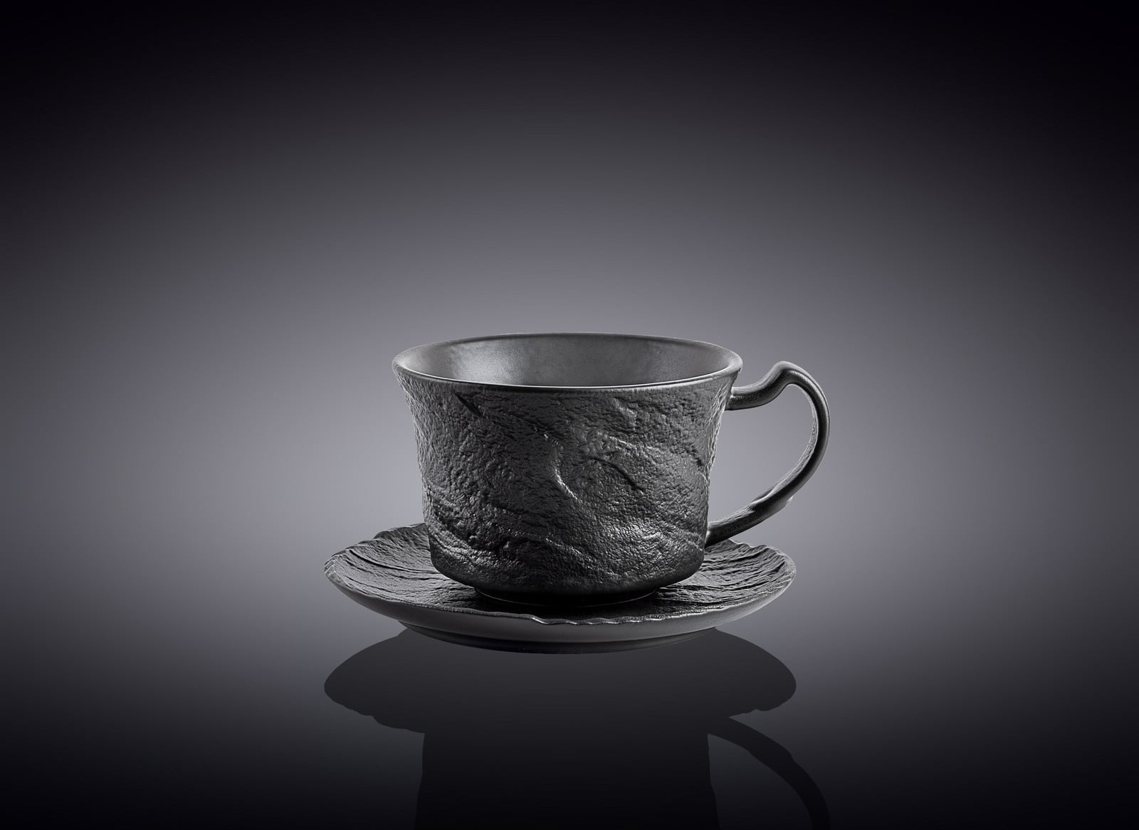 Wilmax England espressotasse met onderschaal, 75 ml, zwart, porselein