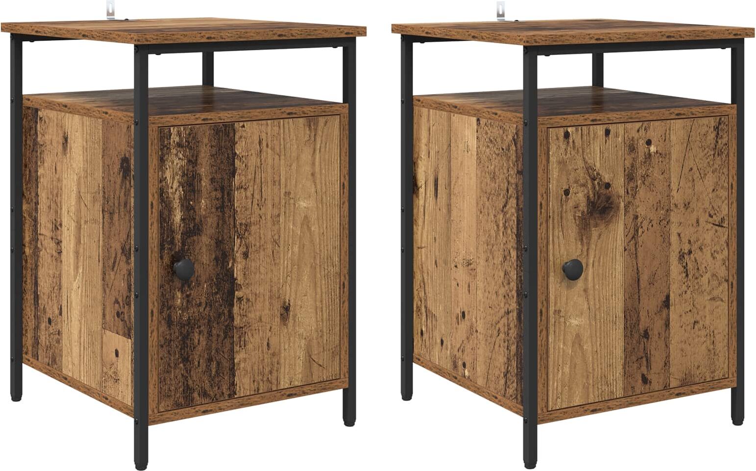 vidaXL Cabinet de chevet 2 pièces Bois ancien 40 x 42 x 60cm