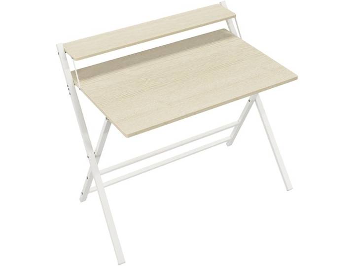 Yaheetech Bureau Informatique Table d'ordinateur avec Petit Étagère Surélevée et Pieds en Forme X Bois Clair