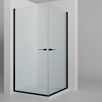 Eckdusche OTTO HOME "Firenze", transparent (schwarz), B:90cm H:190cm T:90cm, Duschkabinen, Rahmenloses Design mit extravaganten Griffen, 6mm ESG