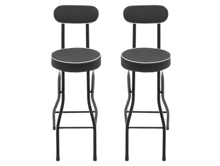 Tragbarer Barhocker 2er Set Klappbarer Stehhocker Klappbar Stehhilfe Faltbare Hochstühle Hochstuhl mit Rückenlehne Klappbarer Hocker Gepolsterter Klapphocker für Bar, Café, Camping, Tragkraft 125KG