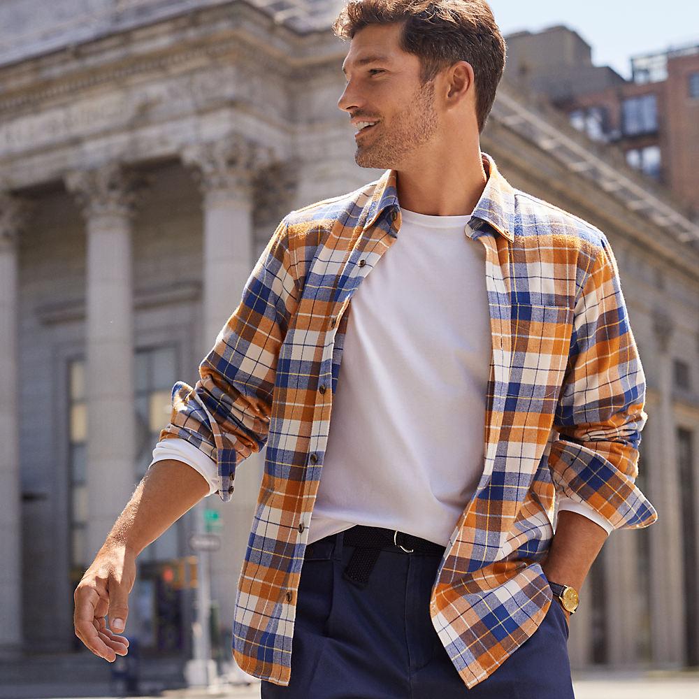 Supima Langarm-Shirt mit Rundhalsausschnitt, Herren, size: regular, Weiß, Baumwolle, by Lands' End