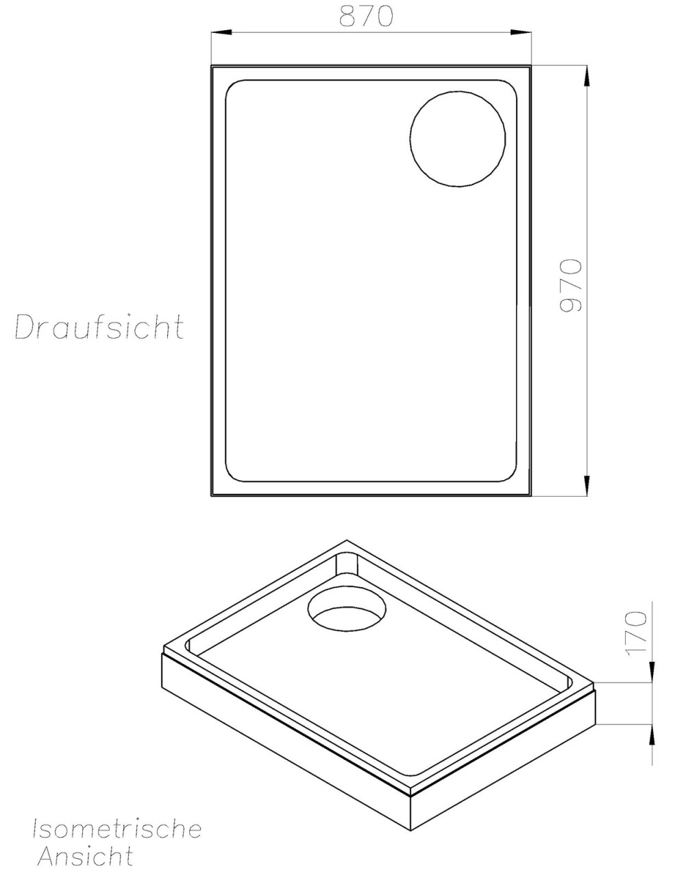Neuesbad Wannenträger für Kaldewei Duschplan 90x100x6,5 SD21823