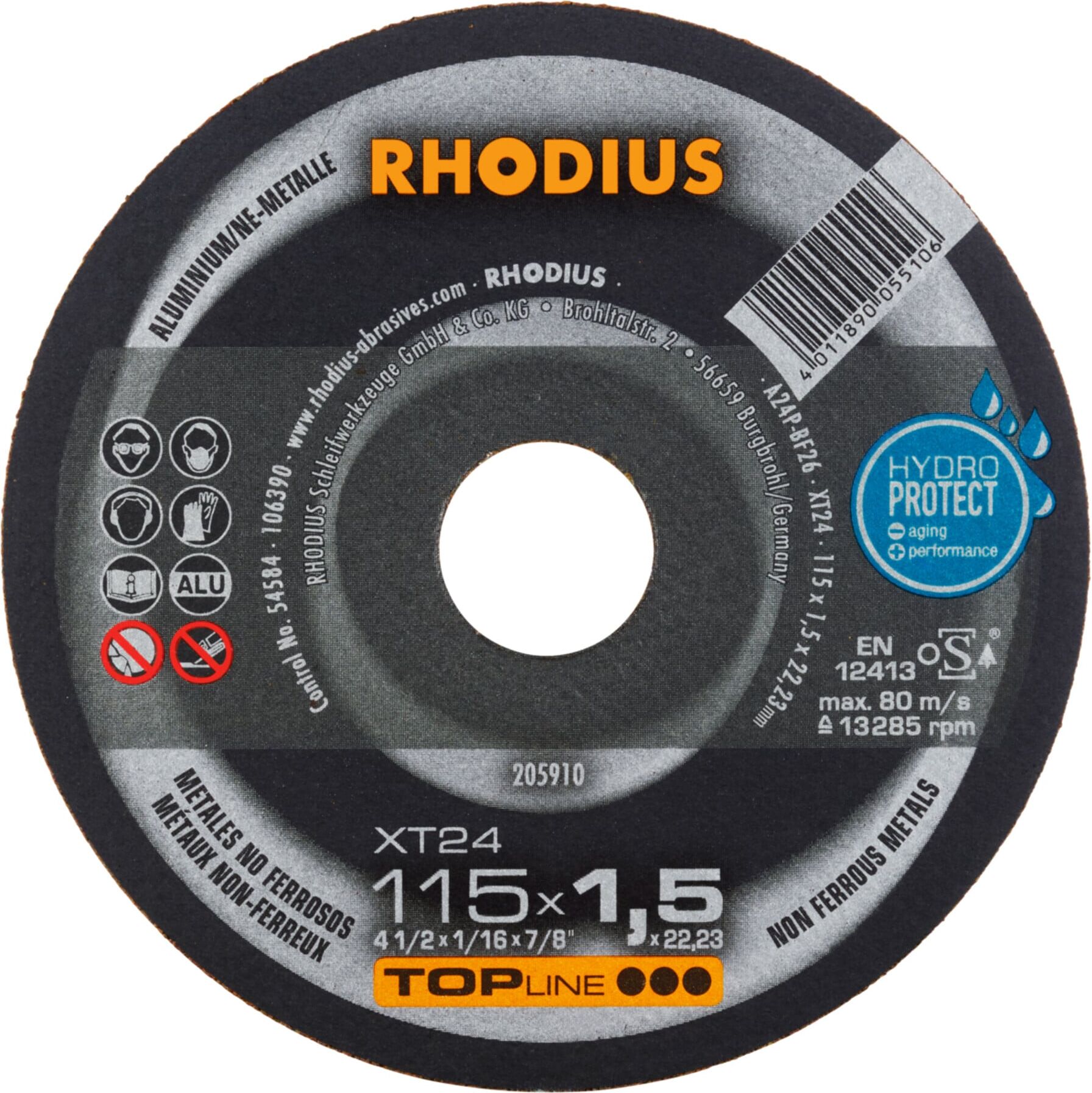 RHODIUS TOPline XT24 Extradünne Trennscheibe 115 x 1,5 x 22,23 mm (205910)
