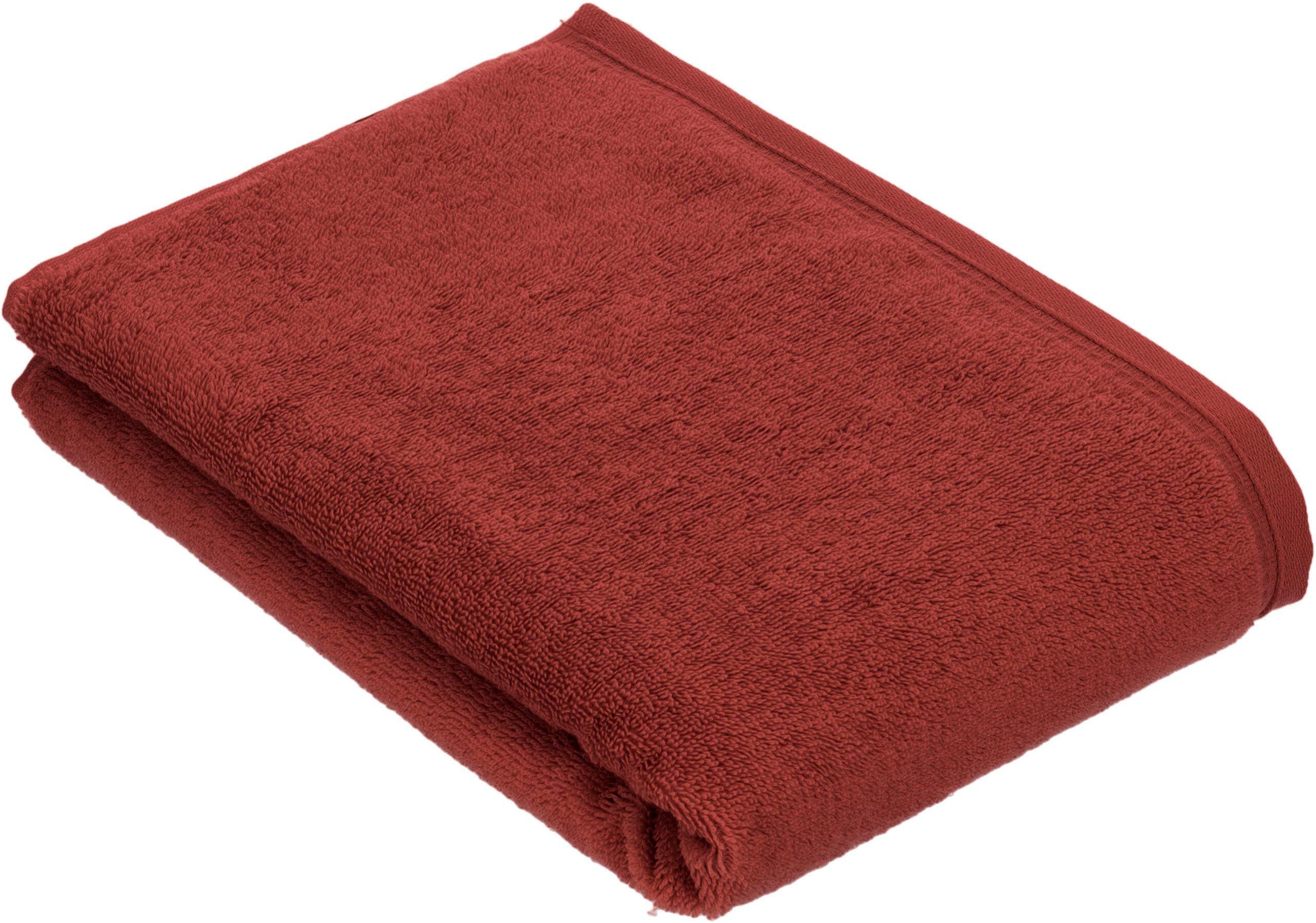 Badetuch VOSSEN "Detox Time", rot (raw sugar), B:67cm L:140cm, Walkfrottier, Baumwolle, Handtücher, Badetuch, Waffelpique Bordüren raw sugar B/L: 67cmx140cm, 1 Stk., Walkfrottier