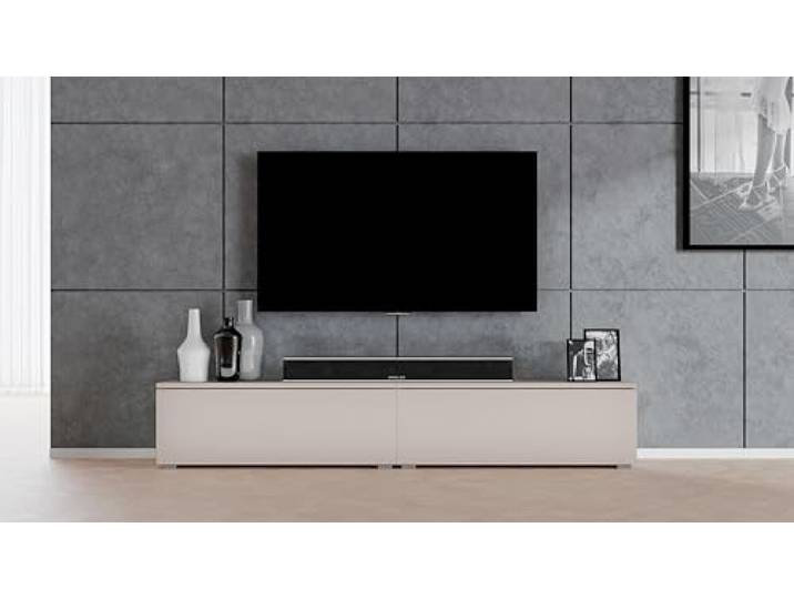 AXLIVING Lowboard beige Loriano 2x100 cm TV Board stehend Kaschmir Viel Stauraum: 4 Innenfächer. Maße: 200 × 36,5 × 32 cm. Hochwertige Verarbeitung: widerstandsfähige Laminatplatte.