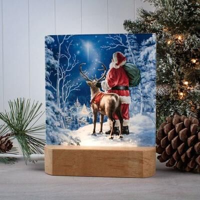 Glow Decor Starry Night Santa LED Tabletop Nightlight Blue , Blue
